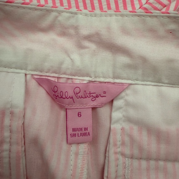 Lilly Pulitzer SZ 6 Callahan Party Women’s Short Pink White Stripe Seers… - Picture 10 of 11
